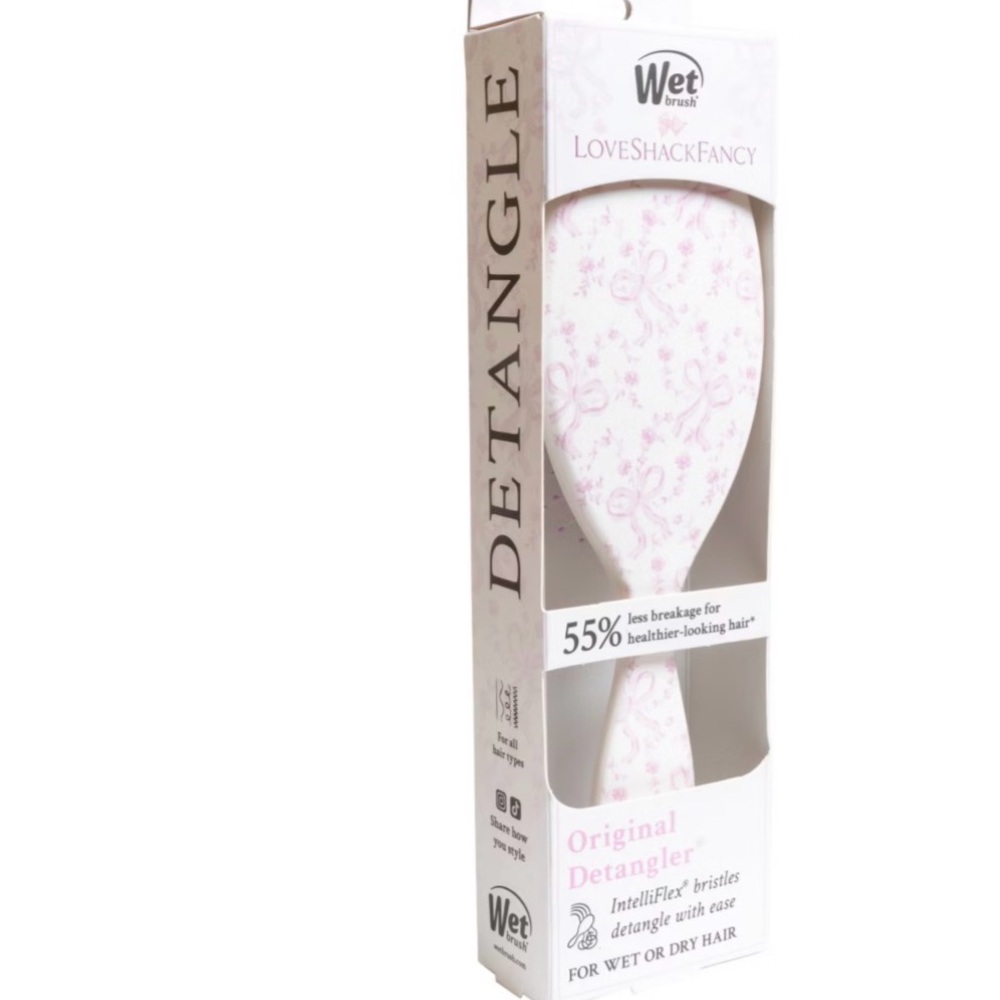 LoveShackFancy Wet Brush Original Detangler in White with Pink Floral
